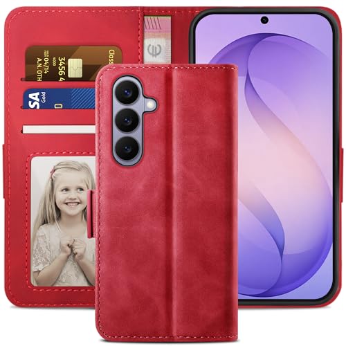 Housse en cuir premium Samsung S26 rouge YATWIN protection intégrale chic
