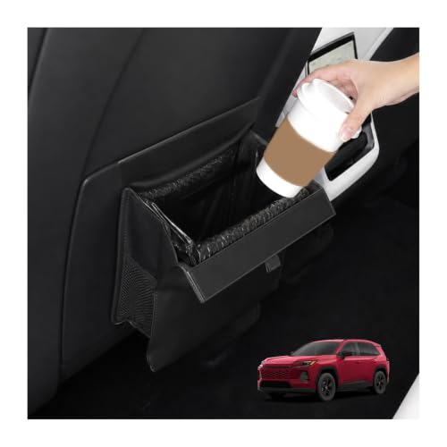 Image of for Car Trash Bag for 2023-2026 Toyota RAV4 Rear Seat Hanging Trash Can with Magnetic Closure PU Leather Trash Bin Foldable Garbage Bag & Organizer