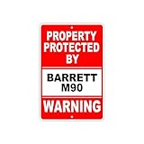 Protected by Barrett M90 Gun Pistol Rifle Revolver Warning Ammo Aluminum 8'x12' Sign