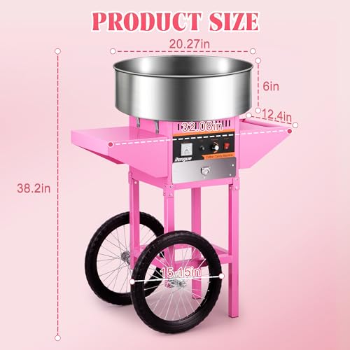 Rengue Cotton Candy Machine Commercial, 1000W Electric Cotton Candy Maker, Cotton Candy Machinewith Stainless Steel Bowl, Sugar Scoop, Storage Drawer, Perfect for Family Party, Kids Birthday
