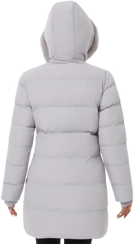 KVE Women's Winter Thicken Puffer Coat (Standard & Plus Size) Warm Snow Jacket with Fur Removable Hood