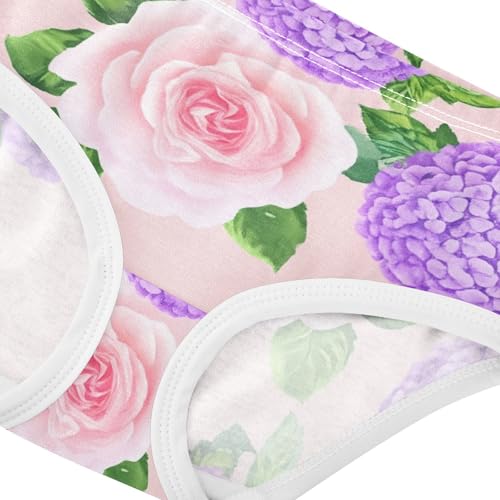 Colorful Girls Underwear Toddler 2t Cotton Little Girl Panties Pink Roses Purple Hydrangeas Floral Undies Kids Briefs4