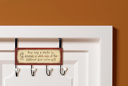 Image of Stupell Home Decor How Long A Minute Is Over The Door Hanger, 12 x 10.5 x 2, Proudly Made in USA