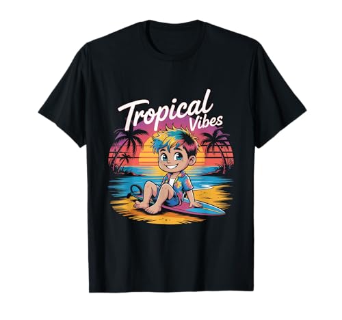 Tropical Vibes Beach Boy Art - Divertente design estivo dell'isola Maglietta