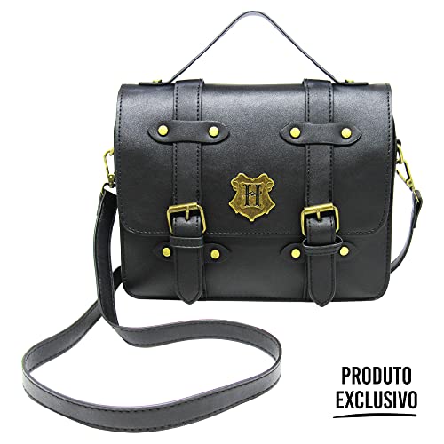 Bolsa Baú Tiracolo Hogwarts Metálico Preto - Harry Potter Original