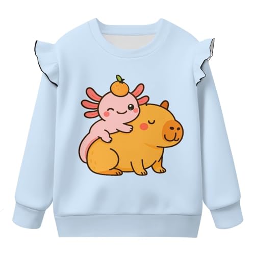 Girls Sweatshirts Size 1-8 Ruffle Shoulder Shirts for Girls Long Sleeve Graphic Tops