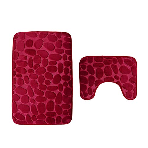 REJOON Badematten für Badezimmer geprägtes Badezimmer Badematten Set Toilettenteppich Teppich Flanell rutschfeste WC… – Bild 7