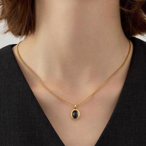18K Gold Plated Gemstone Women Pendant Necklace Dainty Link Chain Necklaces for Women Ruby Amber Gemstone Pendants2
