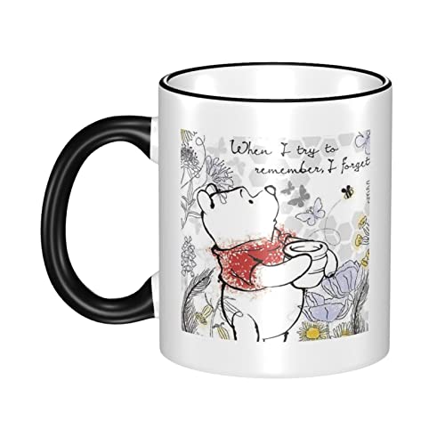 くまのプーさん マグカップ コーヒーカップ コップ 陶器 電子レンジ対応 おしゃれ 大きめ 人気 大容量 330ml アニメ グッズ 雑貨 贈り物 Black