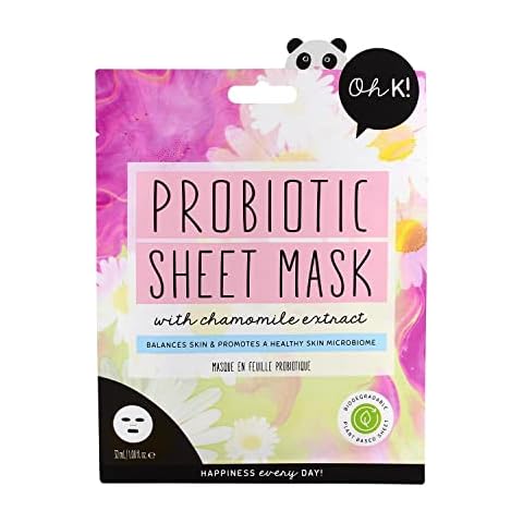 Oh K! Calming Sheet Mask for Sensitive Skin, with Added Probiotics and Chamomile Extract, Biodegradable, Vegan and Cruelty Free, 42g Cover