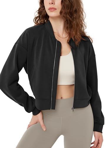 ODODOS Modal Soft Full-Zip Bomber Jacket for Women Long Sleeve Ca...