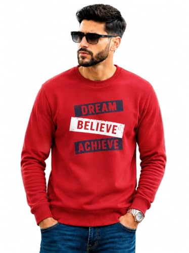 Image of Mack Jonney Men's Printed Fleece Sweatshirt|Full Sleeve Round Neck Winter Sweatshirt for Casual Wear|Travel|Gym & Everyday Style-mj-62