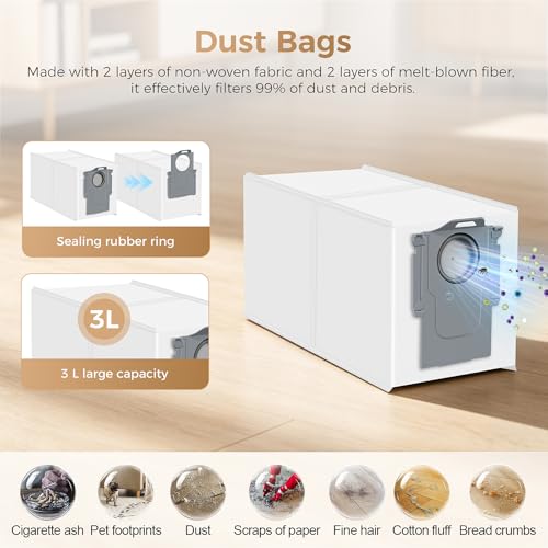 Image of 18 Pack Replacement Accessories Kit Compatible with Roborock Qrevo Curv 2 Flow Robot Vacuum, 2 Main Brush, 4 Dust Bag, 4 Side Brush, 2 Roller Mop Cloth, 4 HEPA Filter, 1 Screwdriver, 1 Cleaning Tool