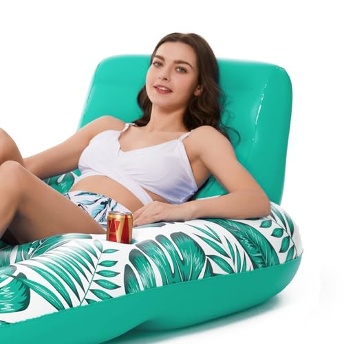 Image of Jasonwell Inflatable Pool Float Adult - Pool Floaties Lounger Floats Raft Floating Chair Water Floaties for Swimming Pool Lake Lounge Float with Cup Holders Beach Pools Party Toys for Adults