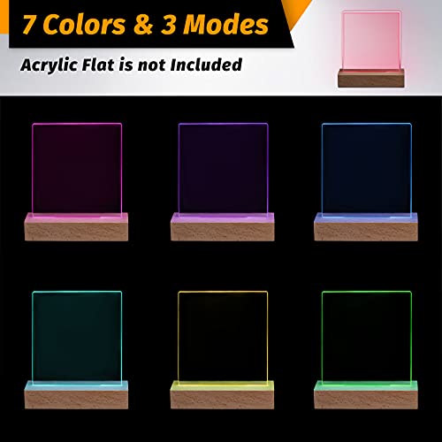 Riakrum 5.9 Inch Wooden Rectangle Light Base, Wood Led Display Base Pedestal Dimmable Colorful Light Lamp Stand With Usb Cable For Acrylic, Crystal, Night Light, Glass Resin Art (4 Pieces) #TOP2