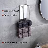 HomeHeng Gästehandtuchhalter Ohne Bohren Chrom, Handtuchregal Selbstklebend Edelstahl SUS304 Handtuchaufbewahrer Korb Bad Handtuch Aufbewahrung 40cm,Y01-HC – Ansicht 3