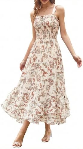 GRACE KARIN Women's 2026 Summer Floral Boho Dress Square Neck Str...