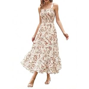 GRACE KARIN Women’s 2026 Summer Floral Boho Dress Square Neck Strapped Swing A Line Sundress Beach Long Maxi Outfits