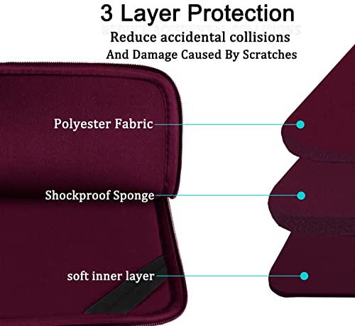 Image of Laptop Sleeve Bag 15.6 inch, BOOEUDI Durable Shockproof Protective Computer Carrying Cover with Front Pocket, Briefcase Handbags Laptop Sleeve Bag for 15.6 inch HP, Dell, Acer, Asus, Notebook, WineRed