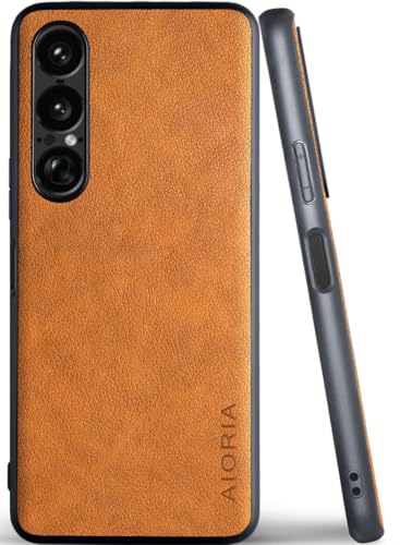 Coque intégrale Sony Xperia 1 VII cuir orange, l'accessoire nomade rétro