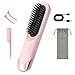 Betyked Peine Alisador Portátil,Mini Cepillo Alisador de Pelo Inalámbrico Recargable para Viajar, Ajustes de 4 Temperatura con Pantalla LED, 300 Millones de Iones Negativos （Rosa）
