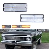Tonsya For 1974 1975 1976 1977 Ford F-100 F100 Front Bumper Turn Signal Side Marker lights Clear Lens Amber/White LED D5TZ13200A 906-55-22-04