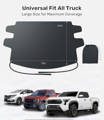Zanch Upgrade Windshield Cover for Ice & Snow [Fast Install & Removal] 600D Oxford Fabric Against Magnetic Fit Snow, Ice, Frost, Winter Accessories - Fit for Large Pickup Trucks - XL (70\'\'x54\'\') - Thumbnail 6