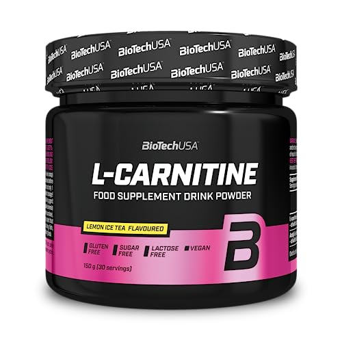 BioTechUSA L-Carnitine Drink Powder, Flavoured Food Supplement Drink Powder with L-carnitine L-Tartrate, Acetyl-L-carnitine, Minerals and Sweetener, 150 g, Lemon ice Tea