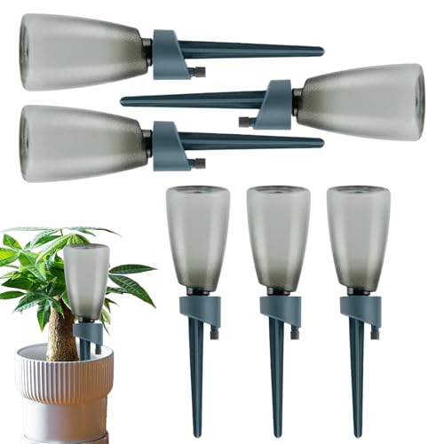 Insertos de riego para plantas – 6 unidades de auto-gasificación con botella | Picos automáticos para riego por de flujo lento, válvula de control ajustable – Agua de plantas, ideal para