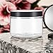 12 oz Clear PET Plastic Refillable Low Profile Jar with Black Smooth Lids (6 pack)
