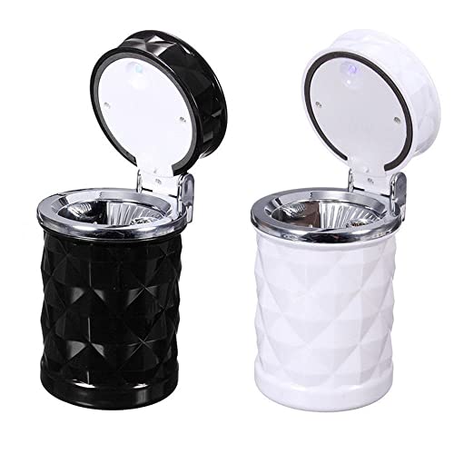 Image of Car Ashtray Smokeless Vehicle Ash Auto Car Ashtray with Lid & Blue LED Light Indicator for Car Cup Holder&Home&Office