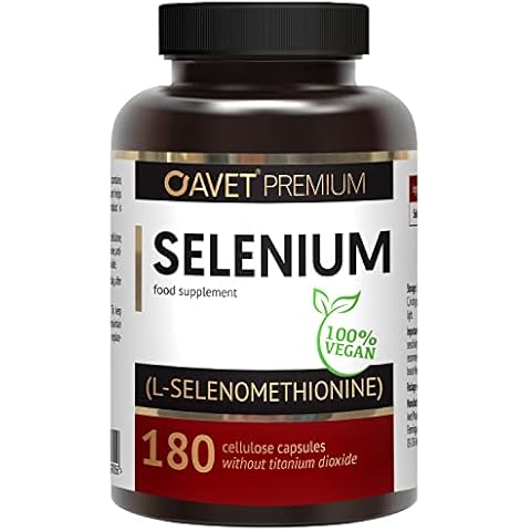 Selenium Tablets 200µg | 180 Capsules with l-selenomethionine | Hair & Nails Vitamins for Women | Supports Immune System & Thyroid Gland | Supplement for Vegan | High bioavailability AVET Premium Cover