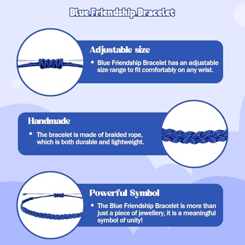 4 Pack Blue Friendship Bracelets Bulk, Blue Friendship Bracelets Men and Women, String Bracelets for Women4