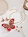 Mycitta Red Butterfly Chunky Statement Jewelry Set Ruby Vintage Retro Enamel Bohemian Boho Bib Necklace Earring Set Fashion Costume Jewelry for Women Wedding Party Prom Unique Gift