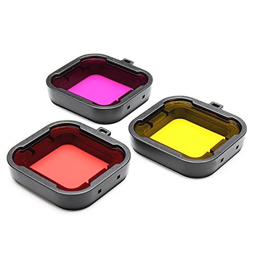 MASUNN Polariseur 3 Couleurs Plongée sous-Marine Filtre Lentille UV pour Gopro Hero 3 +-Rouge