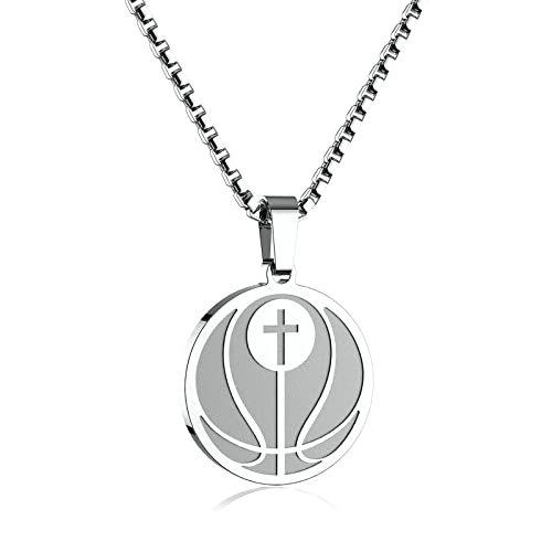 Vimiew Athletes Necklace Crafted In Stainless Steel Pendant For Men Women Football Soccer Basketball Volleyball. Football Cross Necklace For Boys Bible Verse Sport Pendant For Men (Sl-Basketball) #TOP2