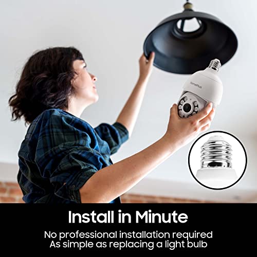 Homeplus 2K Light Bulb Security Camera Wireless Outdoor, Waterproof, 2.4G Wifi Light Socket Security Camera With 360 Degree, Motion/Person Detection, Color Night Vision, 2-Way Talk, Works With Alexa #TOP3