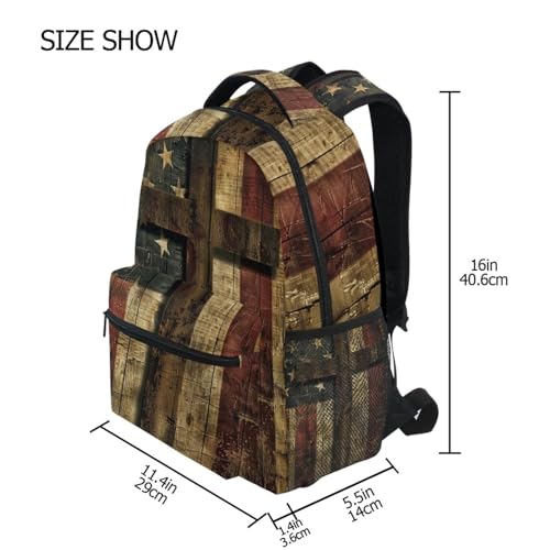 Backpack Retro American Flag Cross for Men Women Laptop Travel Backpack Book Bag Personalized Backpack 12” x 16.9”4