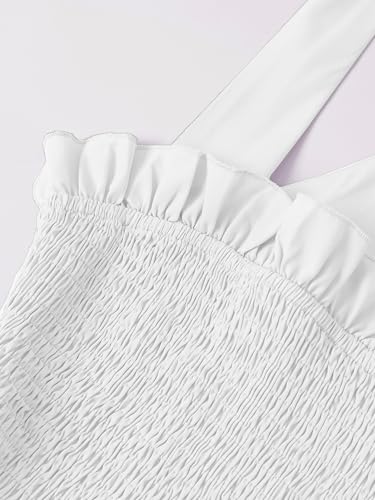 Women's Summer Sexy Wide Strap Cross Back Mini Gong Out Smocked Dress4