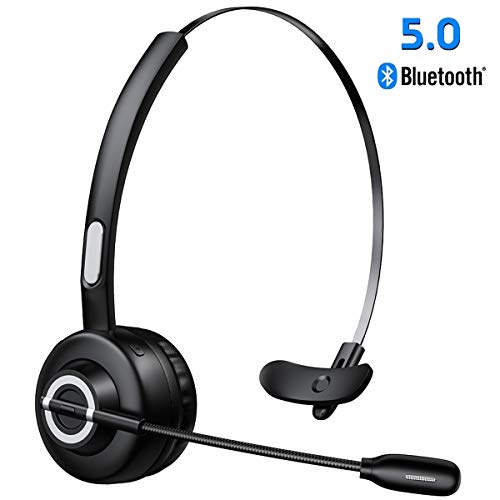 Bluetooth Headset, Trucker Bluetooth Headset, V5.0 Handsfree Wireless Phone Headset with Charging Cable