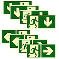 8 Stück Notausgangsschild Nachleuchtend Selbstklebend Fluchtwegschilder PVC Notausgang Schild Fluchtwegschilder Nachleuchtend Hochwertiges Notausgangsschild (300x150mm)