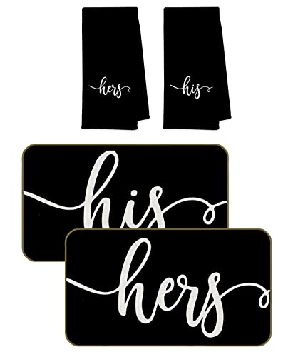UINHMOP His and Hers Bathroom Decor Doormat and Bath Hand