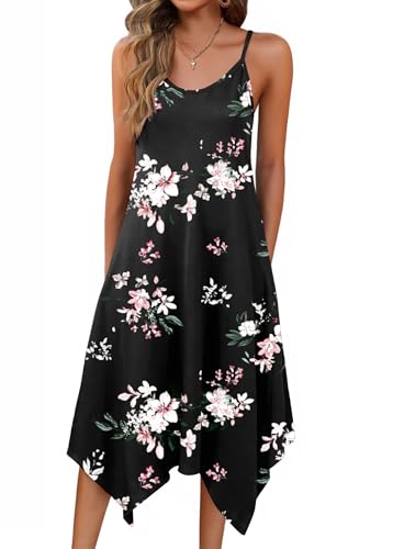 Image of Zeagoo Women Summer Midi Dresses 2026 Hawaiian Bohemian Beach Cover Up Sundress Spaghetti Strap Casual Dress with Pockets