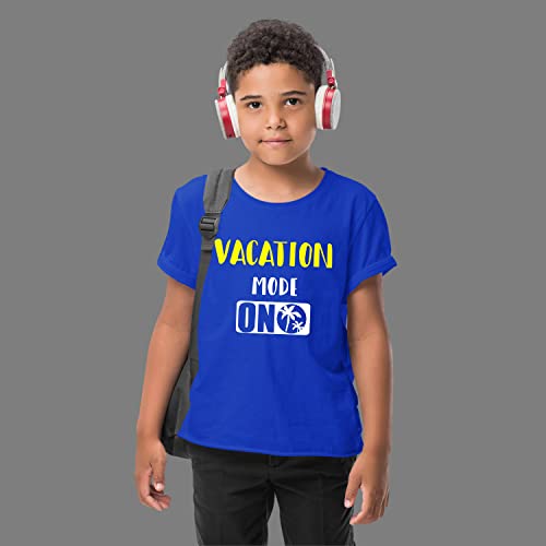 Image of Hangout Hub Men's Women's Boy's Girl's Round Neck T-Shirt Vacation Mode ON Printed-Blue Color-Family Combo Tees