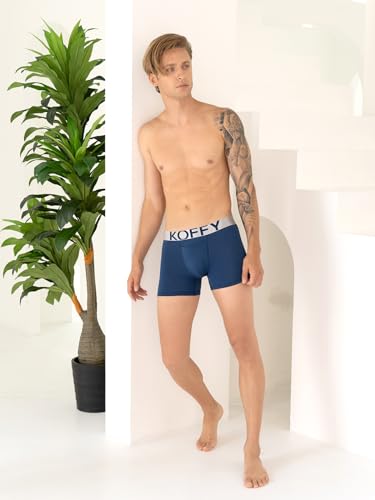 Image of KOFFY Men's Malleable Cotton Lycra Long Trunk with Minus Cutting Pouch I Wrinkle Free I Moisture Wicking Technology