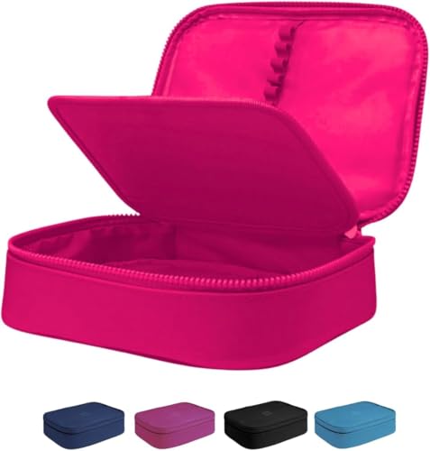 Estojo Escolar Infantil Organizador Box Grande Com Divisória Bolsinha Lisa 2 Compartimentos 100 Lápis Unissex Material Escolar Resistente Pink