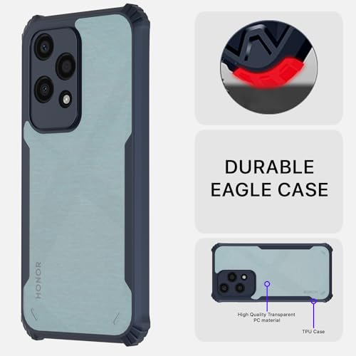 Image of Outlouders Back Cover for Honor 200 Lite 5G | Ultra Hybrid Transparent | Full Camera Protection | Raised Edge | Crystal Clear Bumper Case (Blue)