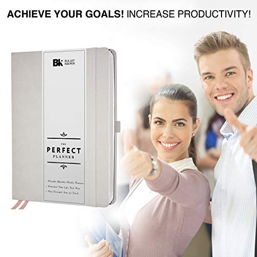 The Perfect Planner by BK. 2020 Undated Planner with Weekly & Monthly Structures. Stickers Set Included. A5 (5.8 x 8.3) Gray Hardcover, Rose Gold Edges