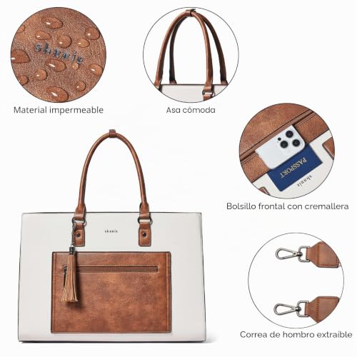 Bolsa para laptop de 16 pulgadas de cuero impermeable arco iris Shrrie 5