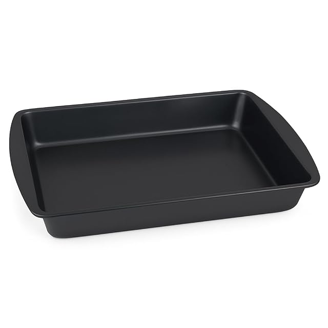 Nonstick Carbon Steel Roaster Pan 9 x 13 Inch Even-Heating Bakeware for Everyday Oven Cooking Sturdy Steel Construction